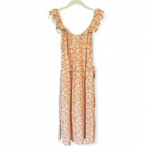 LOFT Orange Floral Maxi Dress